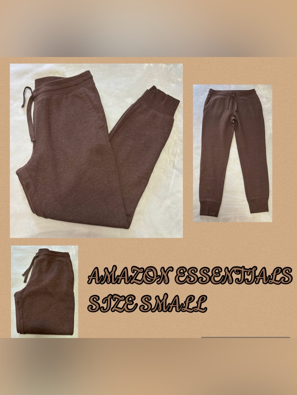 Amazon Essentials Fleece Jogger Sweatpants Brown Heather Women's Small